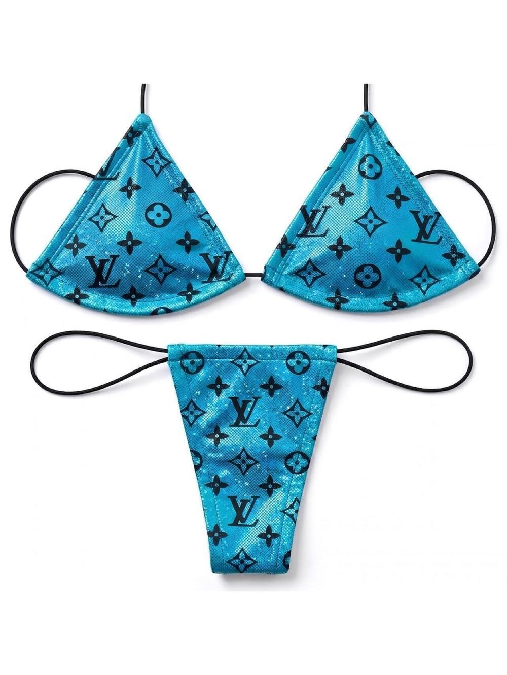 Ocean Blue Holographic Monogram Microkini Set